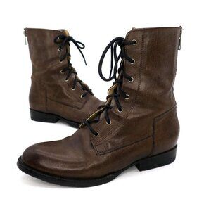 FRYE Jamie Artisan Lace 7" Combat Boot Brown Leather Back Zip Women's 5.5B